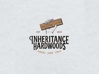 Inheritance Hardwoods branding construction construction logo custom design hand drawn handmade hands hardwood hardwood floor illustration logo t shirt typography