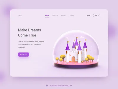 Dream Castle Landing Page 3d illustration castle concept dream dreams dreamy illustration landing page palace ui user experience user interface website