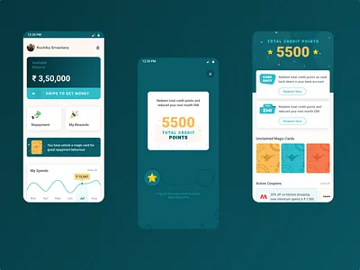 Credit Points animation app app design card design interaction interaction design ui ux web