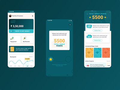 Credit Points animation app app design card design interaction interaction design ui ux web