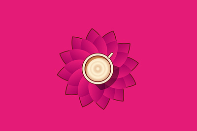 Coffee cup on lotus flower flat icon illustration illustrator vector