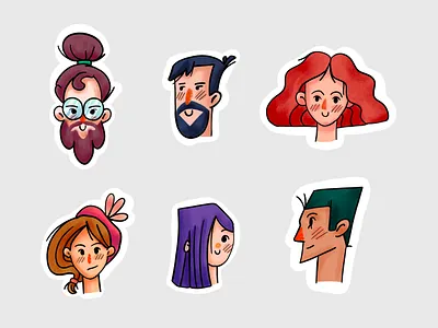 Our team avatar character design characters illustration procreate sticker
