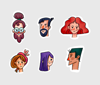 Our team avatar character design characters illustration procreate sticker