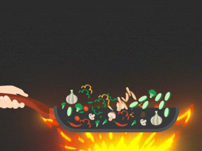 Dinner Time 2d after effects animation cooking dinner dribbble explainer fire flat food illustration illustrator loop ninja rubberhose vegetable veggies