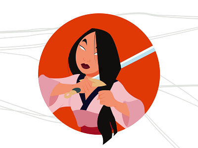 mulan adobe illustrator cartoon cartoon character cartoon illustration cartoons disney flat flat character flat illustration girl girl character girl illustration illustration mulan samurai vector vector illustration woman women