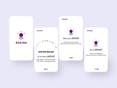 Astros App Light Onboarding astrology astros mobile onboarding social media zodiac