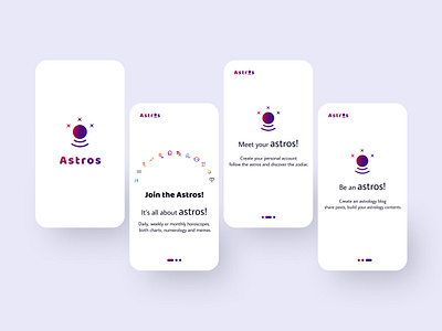 Astros App Light Onboarding astrology astros mobile onboarding social media zodiac