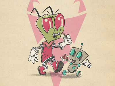 Retro Invader Zim Variation 1 cartoon fanart illustration illustrator retro textures