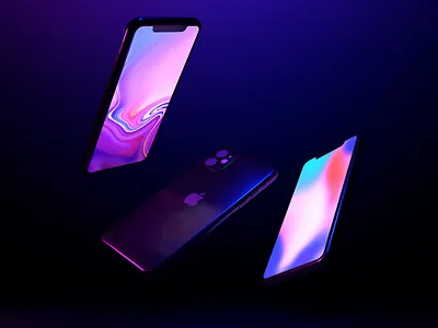 3D Iphone Design 3d 3d art aesthetic apple brand branding design iphone iphone 11 iphone x key visual lights mockup modeling wallpaper