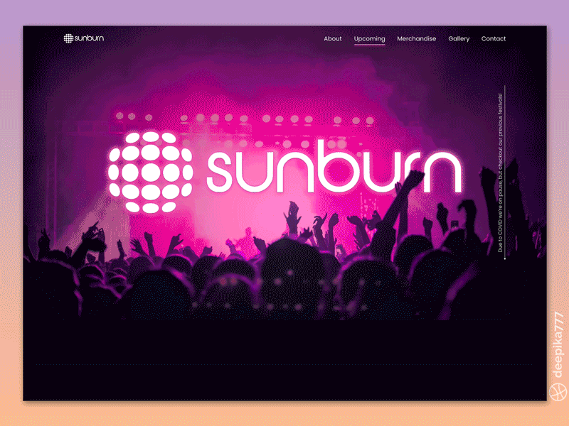 Sunburn music festival - Web design adobe xd animation carnival concert darkui design figma interaction microinteraction minimal motion design music parallax photoshop sketch trending ui ux web design website