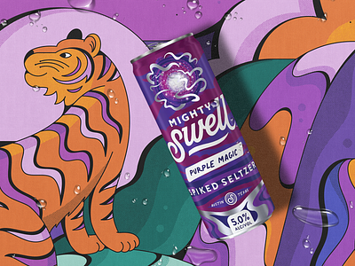 Mighty Swell - Keep It Weird Land abstract beer illustration packaging psychedelic retro seltzer shapes tiger vintage