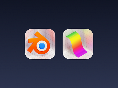 Blender and Grapher 3d app icon big sur blender c4d grapher icon ios macos render skeuomorphism ui