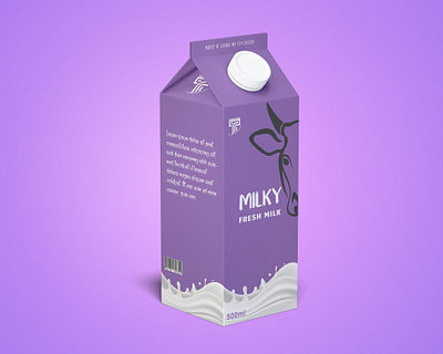 Milk Tetrapack 500ml adobe illustrator barcode cow design logo milk milk splash milka milky package packaging design purple splash tetrapack tetrapack design white