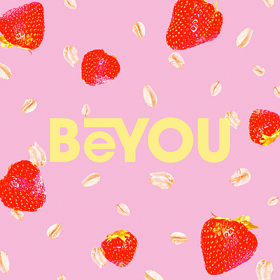 BeYou Logo Design branding branding concept briefbox design identity logo logo design oats package design packaging pink strawberries typogaphy