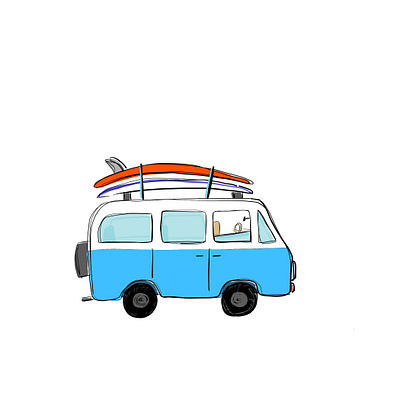 2/100 Surf Van 100dayproject adobefresco illustration surfing
