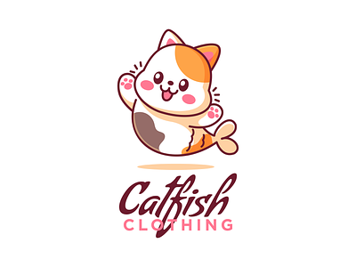 Catfish abduction animal branding cartoon cat character child cute design doodle fish illustration kawaii kids kitty logo mascot t shirt