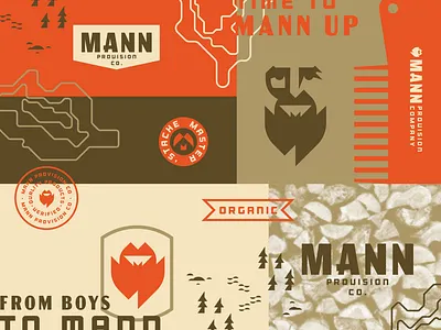Mann Provision Co. beard beard oil bearded man branding flame geometric logotype manly men negative space