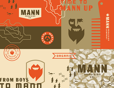 Mann Provision Co. beard beard oil bearded man branding flame geometric logotype manly men negative space