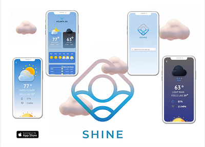 Shine: Your go-to weather app app design illustration logo typography ui ux