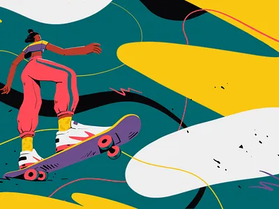 Shred like a girl art bright character flat fun illustration nike procreate skateboarding skater girl sport