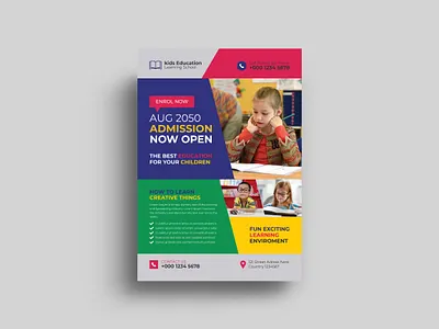 Kids Admission Flyer Template admission advertisement art class brochure camp children college corporate education flyer enrollment flyer flyer bundle junior kids flyer kids party kids school open school tuition