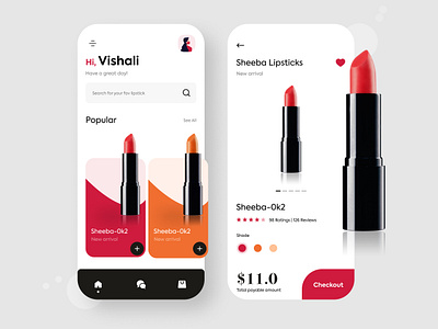 Lipstick online shopping app exploration color colors colour design lipstick minimal minimalistic mobile ui mobile ui design mobile uiux shade shades ui ux ui design uidesign uiux