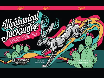 Lakewood Brewing Mechanical Jackalope design illustration lettering type