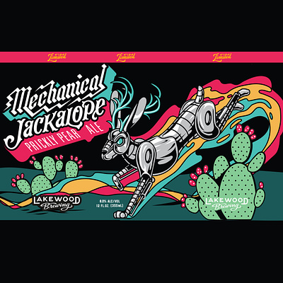 Lakewood Brewing Mechanical Jackalope design illustration lettering type