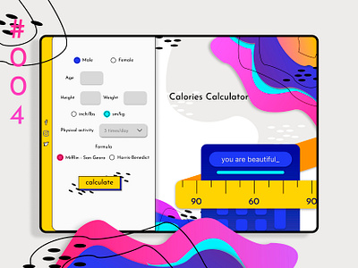 Calorie calculator - DailyUI 004 app blue branding calculator calorie challenge colorful concept dailyui design illustration modern ui ui inspiration ux ui uxdesign vector