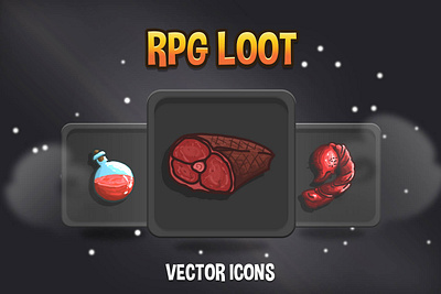 48 RPG Loot Vector Icons 2d fantasy game assets gamedev icons indie game loot rpg