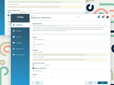 True / False Question | LMS correction design education experience false feedback grades information learning question social student true ui ux