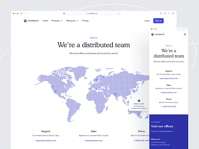 About us page — Untitled UI about us blue careers company design system figma map minimal minimalism simple team team page ui design web design webflow website