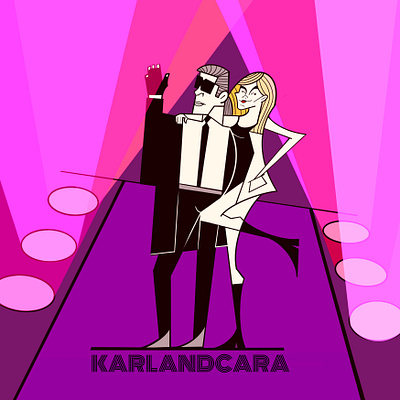 Karl and Cara cara delevingne caricaturas caricature character design character illustration famos fashion fashion design fasion illutration illustration illustration art illustration artist illustrator ilustraciones ilustrador karl lagerfeld moda procreate