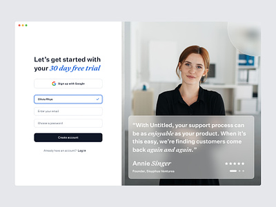 Sign up page — Untitled UI auth create account figma form log in login minimal minimalism product design quote sign in sign up signin signup social proof testimonial user interace web design webflow