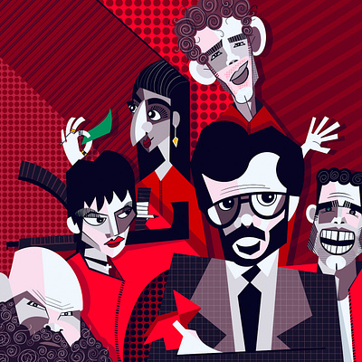 Money heist art artist character illustration charcterdesign designs el profesor illustration illustration design ilustracion ilustraciones ilustrador ilustradora la casa de papel money heist netflix procreate red rojo series art series tv