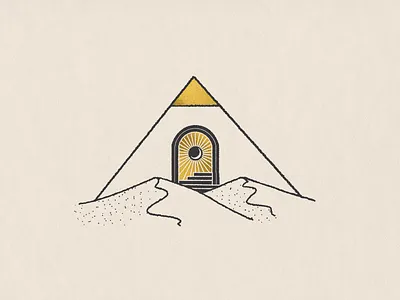 Gateway Portal astrology desert dune foil gold gold foil hand drawn ink minimal moon mystical paper pen portal poster print pyramid sand sun