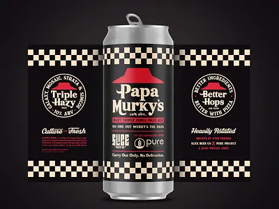 Papa Murky's badge branding craft beer crust hut identity illustration logo packaging papa parody pizza rip off typography za