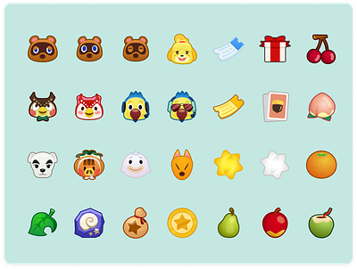 Animal Crossing Icons animal crossing colorful cute icons illustration nintendo vector