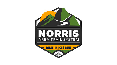 Norris Area Trail System Logo badge badge logo biking branding hiking illustration logo logo design outdoors patch shield shield logo stylized