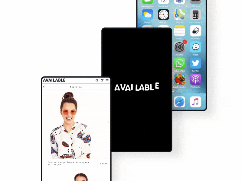 Mobile e-commerce - Available Wear branding design interface logo animation mobile design