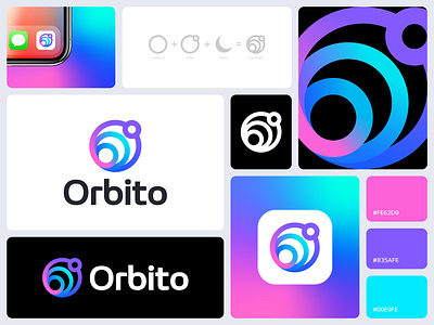 Orbito Logo Branding brand identity branding colorful creative logo crypto flat gradient logo identity logo logo design logomark logos logotype minimalist modern logo moon space logo startup symbol typography