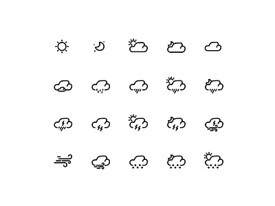 weather icons art art style creative design icon icons illustration moon rain storm sun thunder vector weather