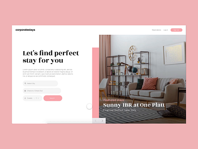 Corporatestays apartment design furniture website rent app ui ux web