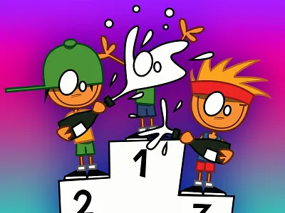 The winner takes it all bottle cartoon celebration champagne cute eyes funny gradient illustration pieloot sports sports design stages winner
