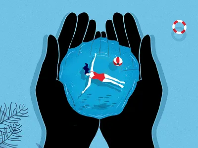 Life in a smaller world - illustration adobe illustrator concept design graphic art illustration illustrator people illustration swimming vector