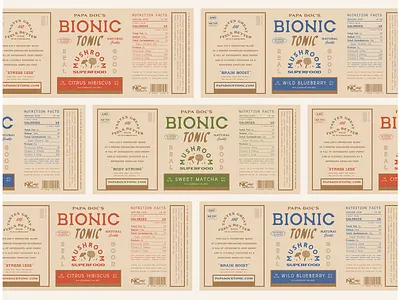 Health drink labels branding drink health identity labels logo packaging typography vintage