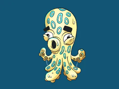 Blue Octopus illustration photoshop sketch