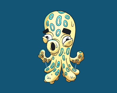 Blue Octopus illustration photoshop sketch