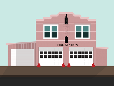 Fire Station Illustration adobe illustrator animation design flat pen tool vector