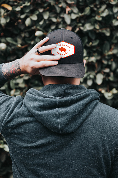 Lost lands Brewing hat patch design beer brewing buffalo drinks hat illustration logo lost lands patch typography